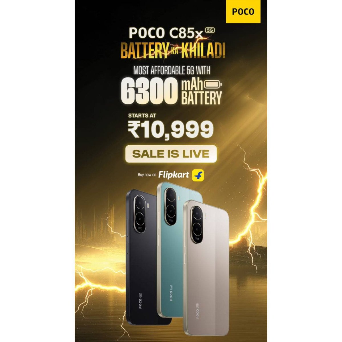 POCO C85x 5G First Sale is live  | 4/64 @10,999. | 3 Month N