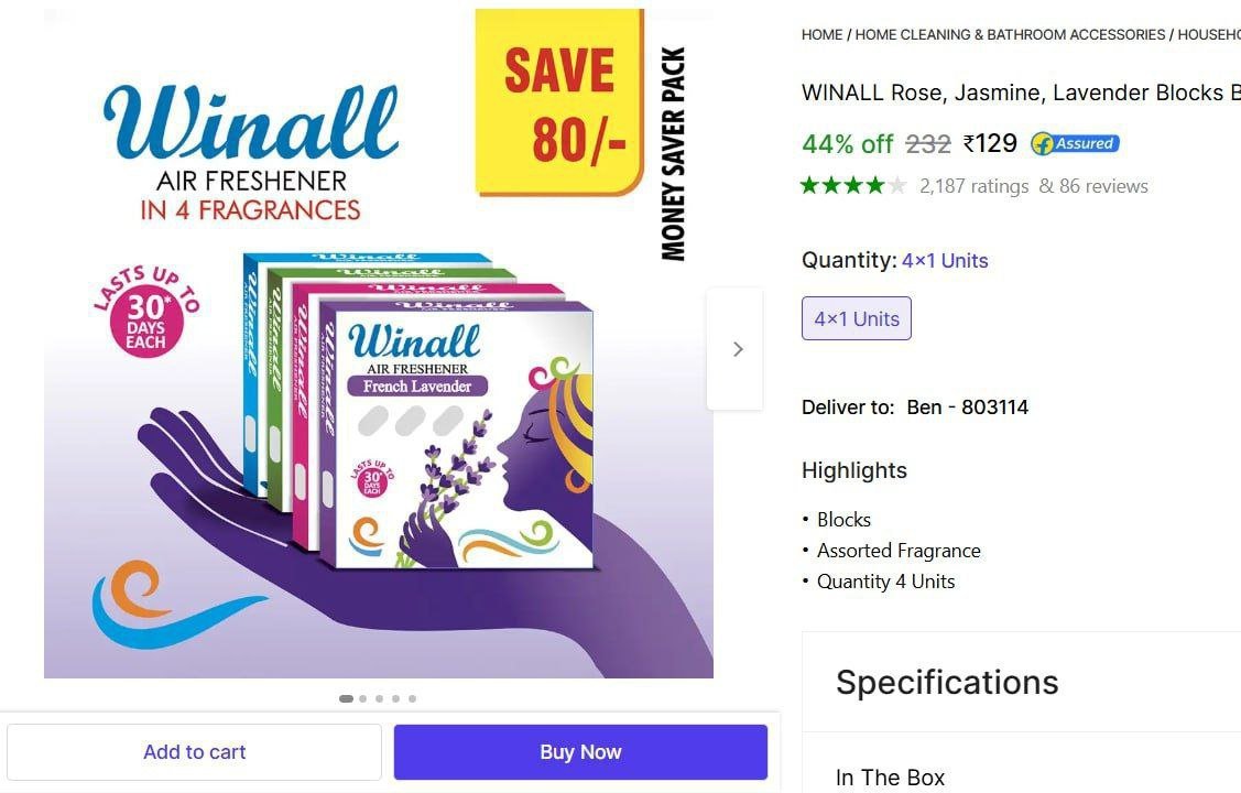 LOOT : Pack Of 4 Air Freshener @ ₹129