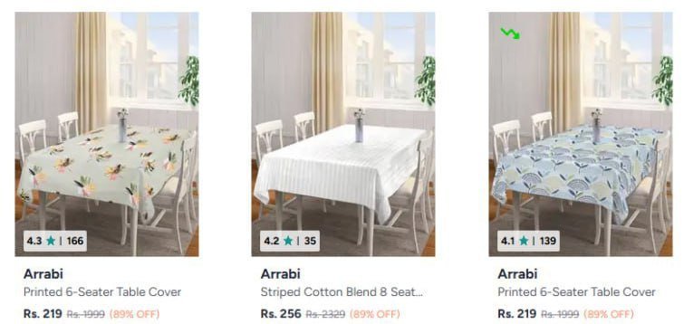 Myntra Loot : UpTo 89% Off On Arrabi Table Covers 

Starting