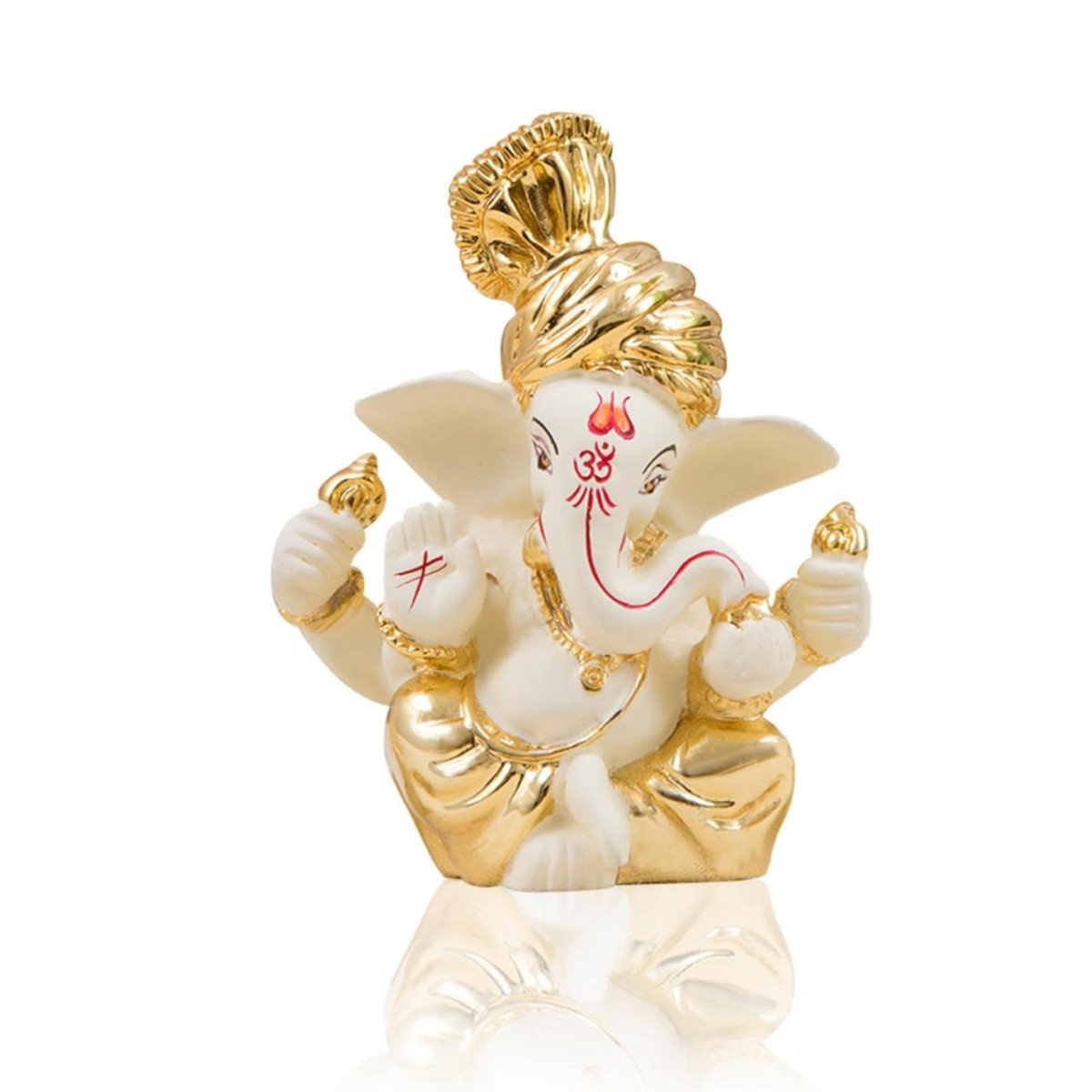 🔥🔥Gold Art India 3 x 3, Gold and Off White Ganesh Idol