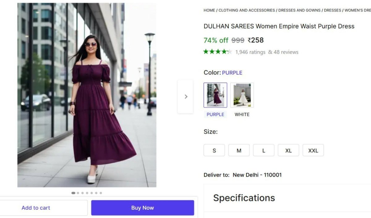 Women Empire Waist Purple Dress 258