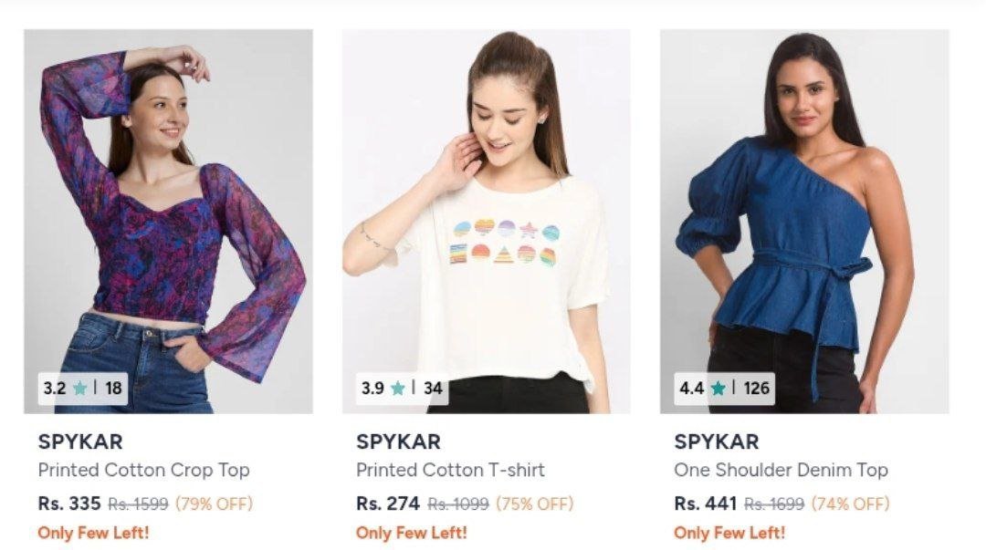Myntra : Upto 79% Off On Spykar Clothing.

Womens :  
Jeans 