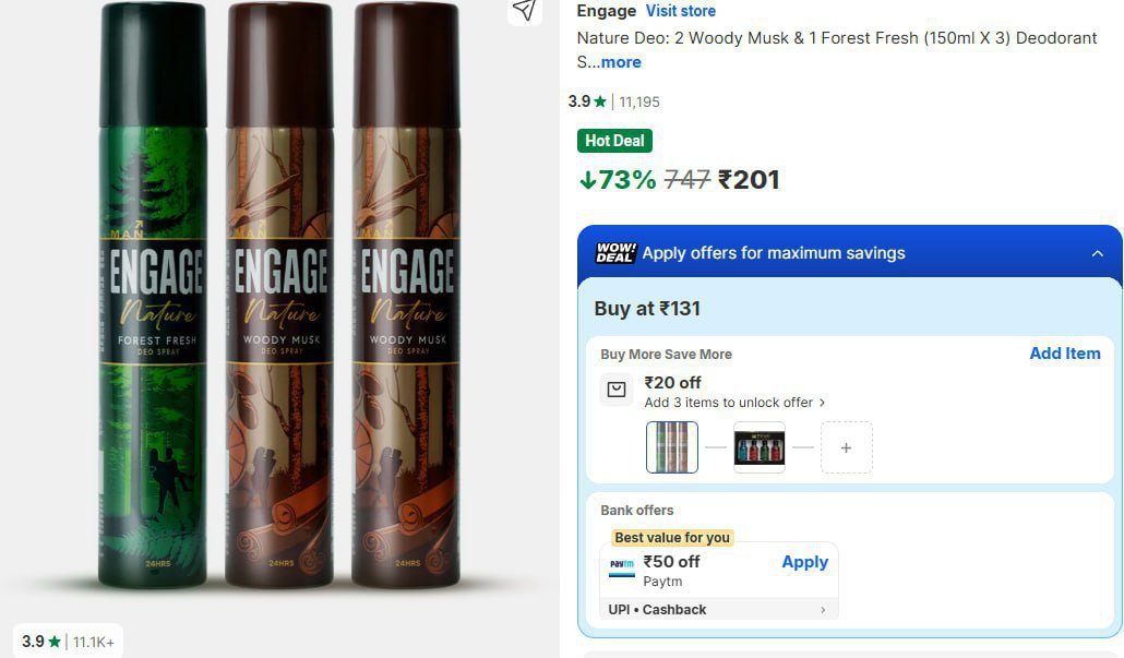 Engage Deodorant Spray (Pack of 3) @201



Masterlink :