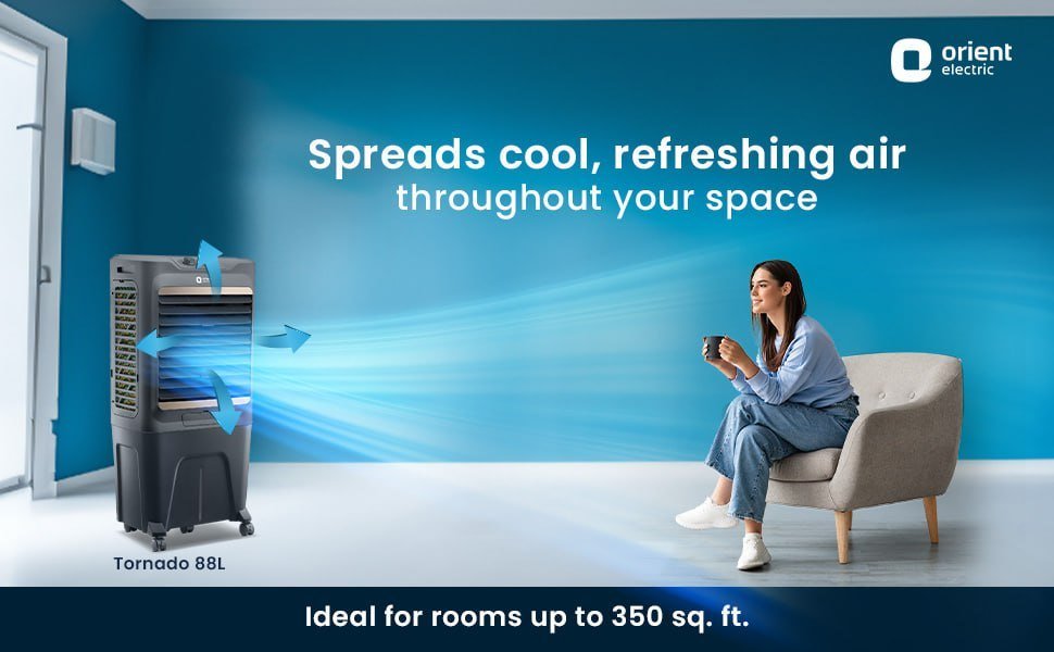 Orient Electric Tornado 88L Desert Air Cooler @8390 Using HD