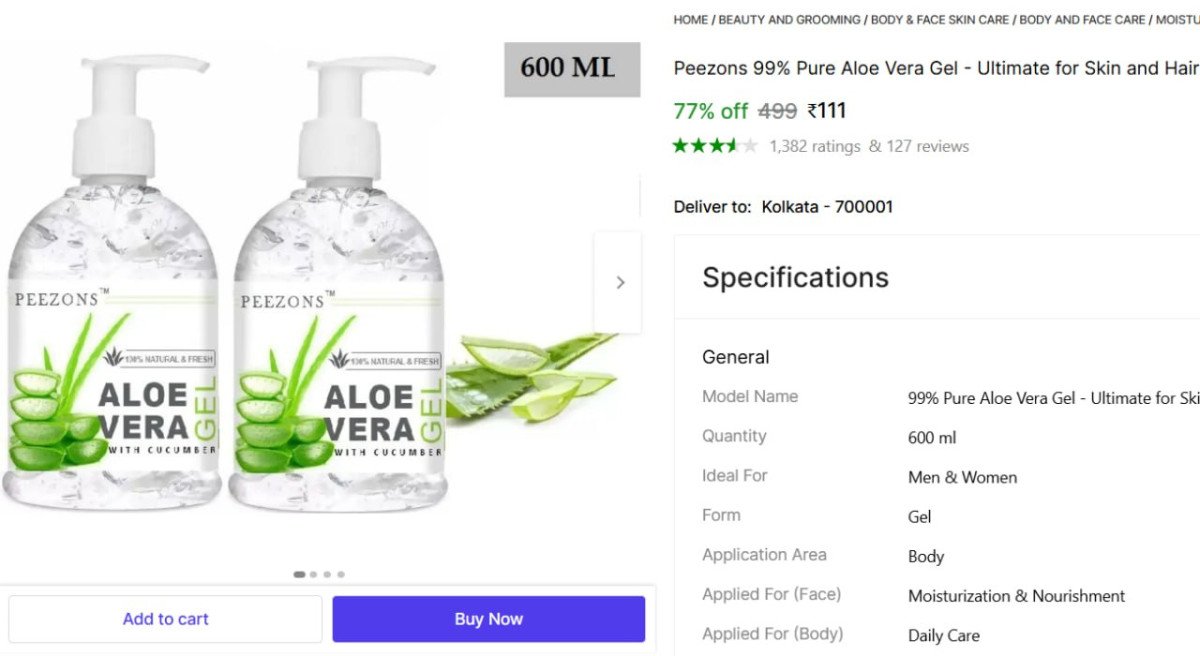 🔥  Pure Aloe Vera Gel, 600ml @ ₹111

🔗
