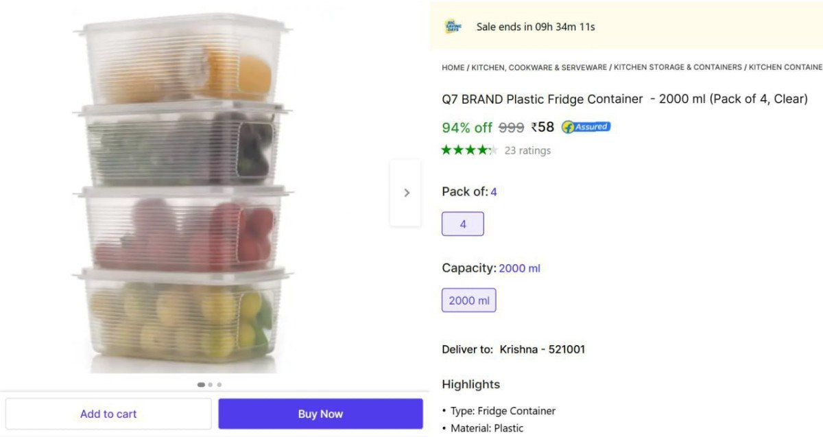 Loot : (Pack of 4) Fridge Container @ ₹58



More Details 