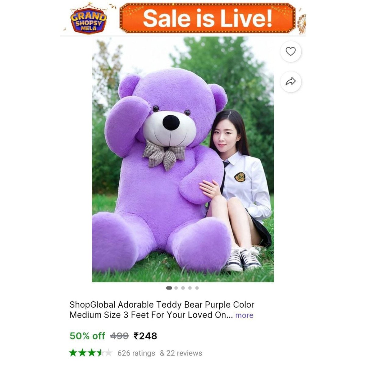 🔥  3 Feet Purple Color Teddy Bear @ ₹248

🔗 
�