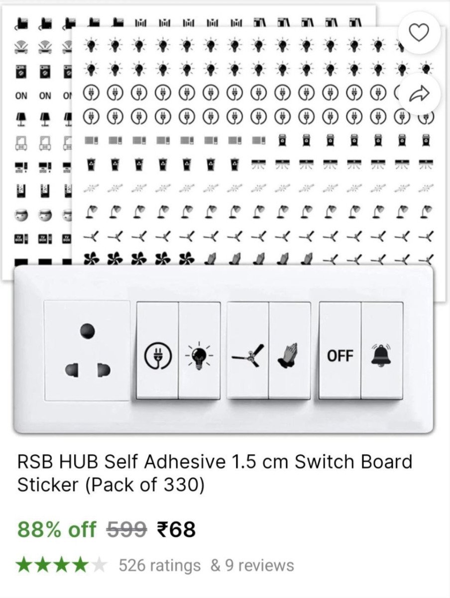 💥 Switch Board Sticker (Pack of 330) @ ₹68

🛒 

More