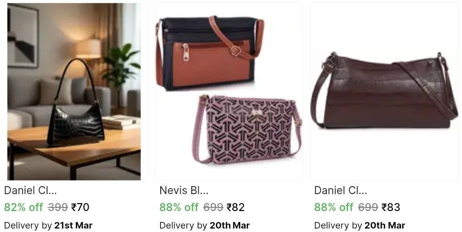 🔥  Handbags And Sling Bags Starts @ ₹70

🔗 

Mor