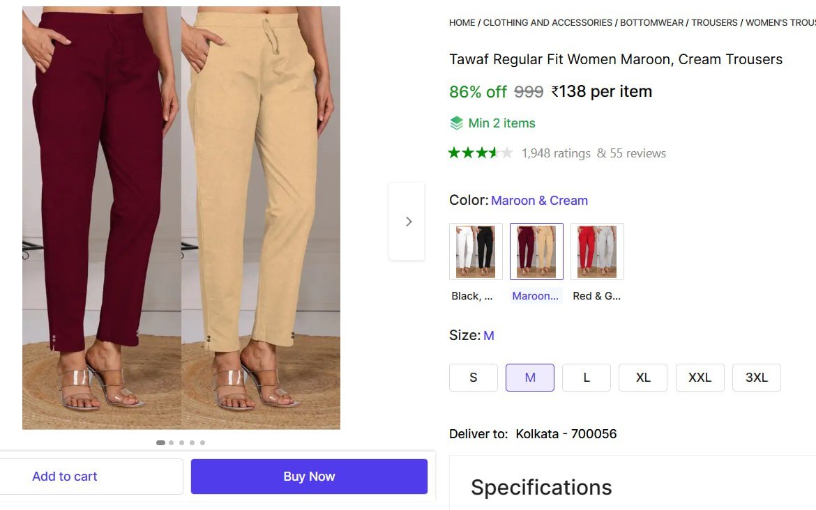 🔥  Women Regular Fit Trousers @ ₹138

🔗 

Min 2 