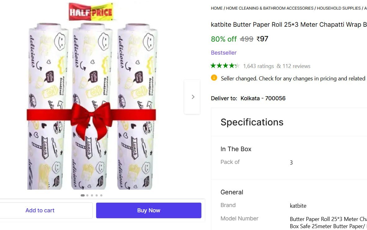 Butter Paper Roll 25 x 3 Meter @ ₹97

👉

More Details �
