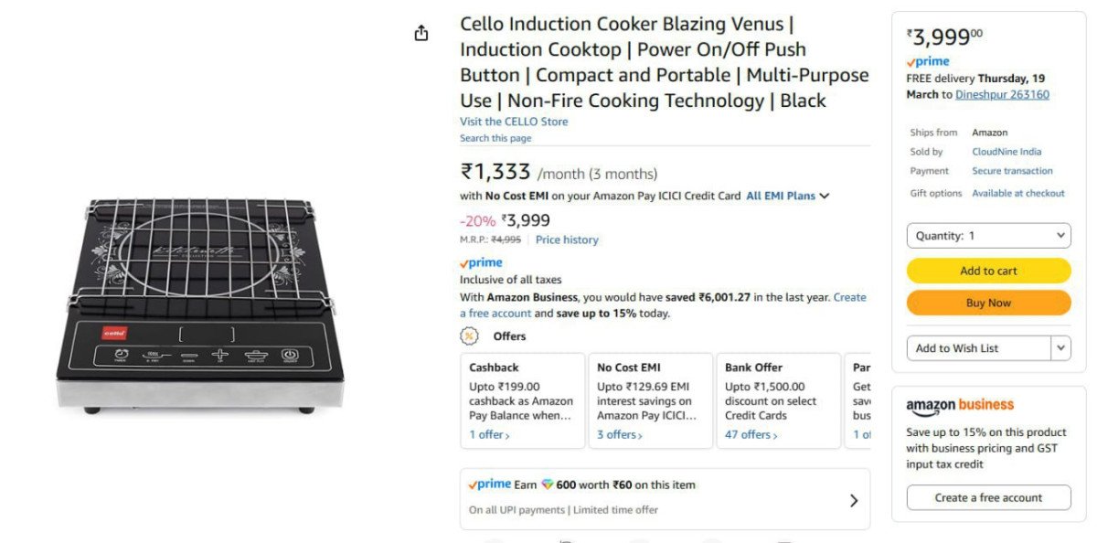 Cello 2200W Induction Cooktop @3999.



More Details 👉 

