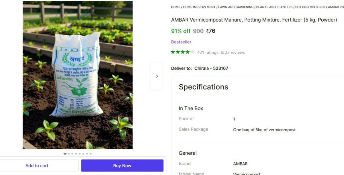 Vermicompost Fertilizer 5kg @ ₹76

👉

Gardening Essenti