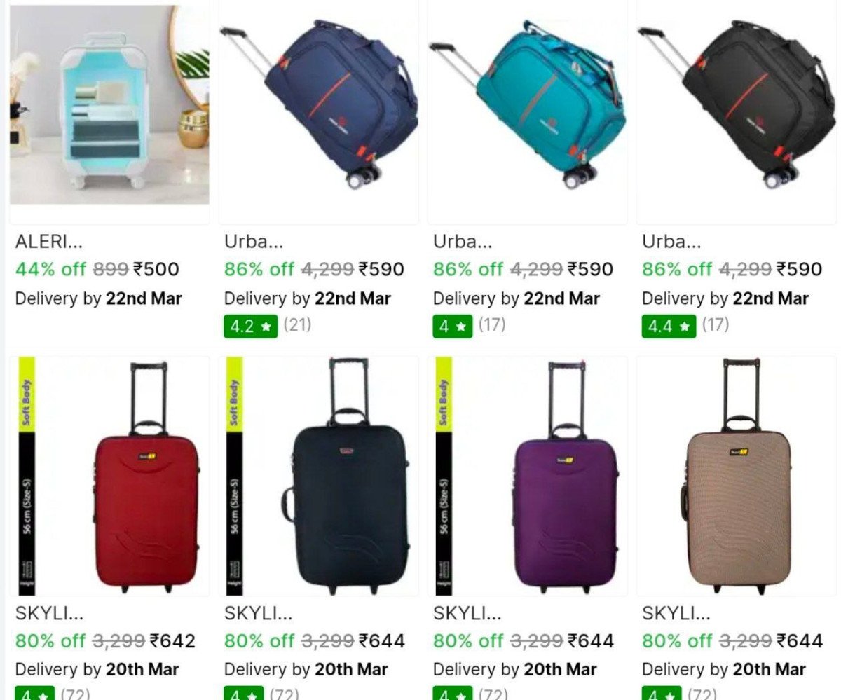 .

Grab 💥💥 
from: 590₹
Suitcases 



More Details �