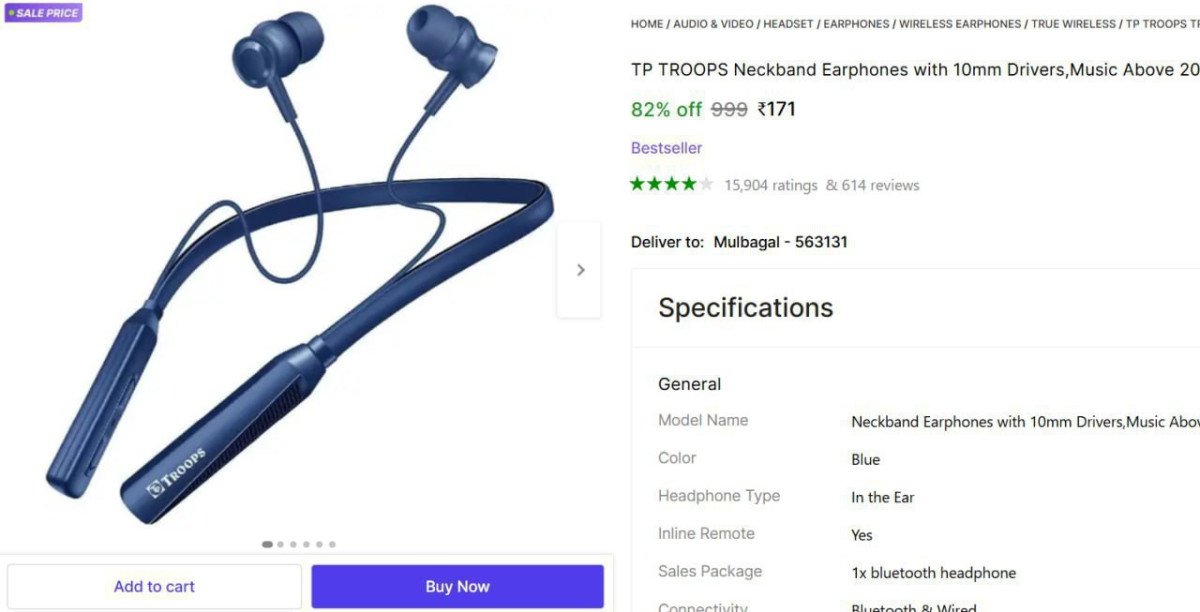 🔥  TROOPS Bluetooth Neckband @ ₹171

🔗 

More De