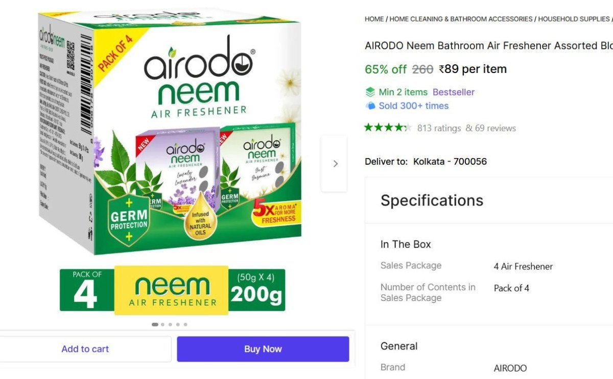 Neem Bathroom Air Freshener (4 x 50) @ ₹89 

👉

More De
