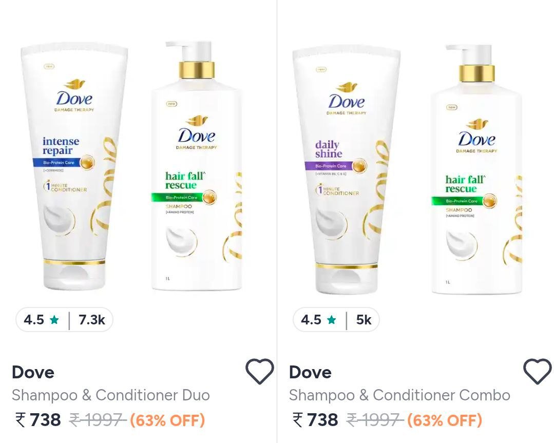 Myntra : Upto 64% Off On Hair Care.

Dove : 
Tresemme : 
Hea