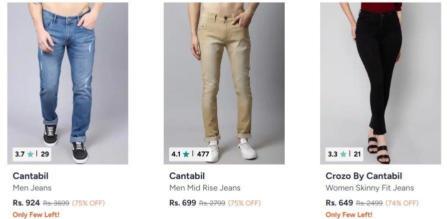 Myntra 75 On Cantabil Clothing Tshirts Jeans Sweat