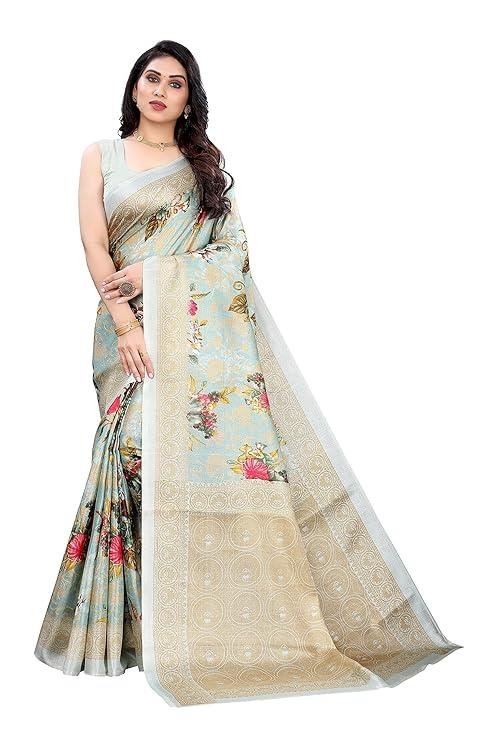 Yashika Women S Art Silk Printed Saree With Blouse