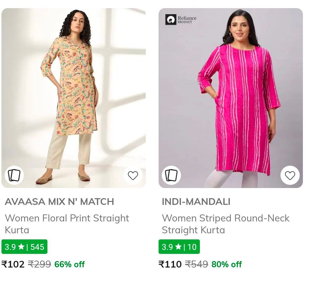 AJIO Loot : Women's Kurta Starts at ₹102.

🔗

More Deta