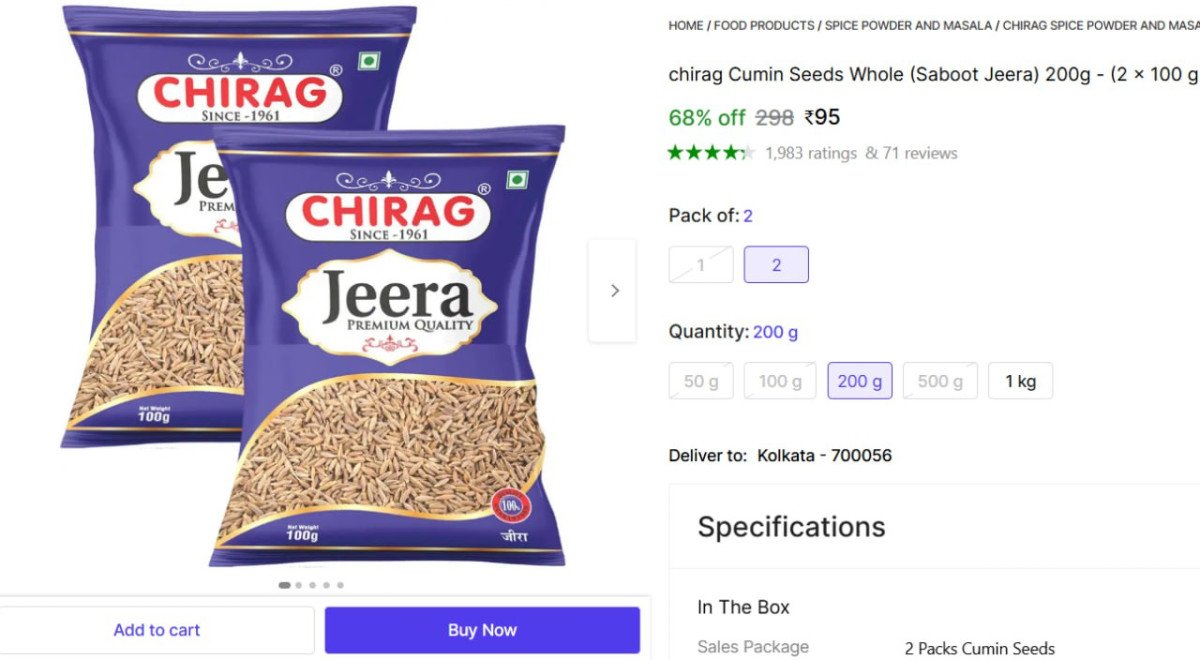 Cumin Seeds (jeera) 200g at ₹95

👉
💙 

More Deals! �