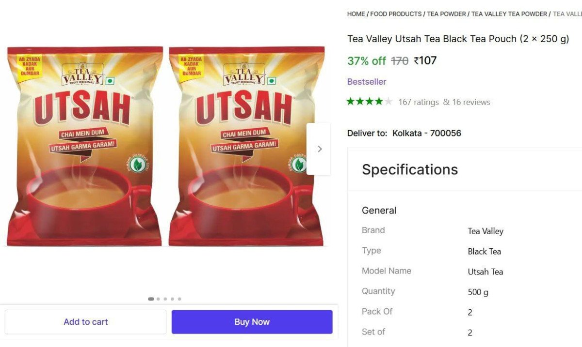 Tea Valley Utsah Black Tea 500g, @ ₹107



More Details �