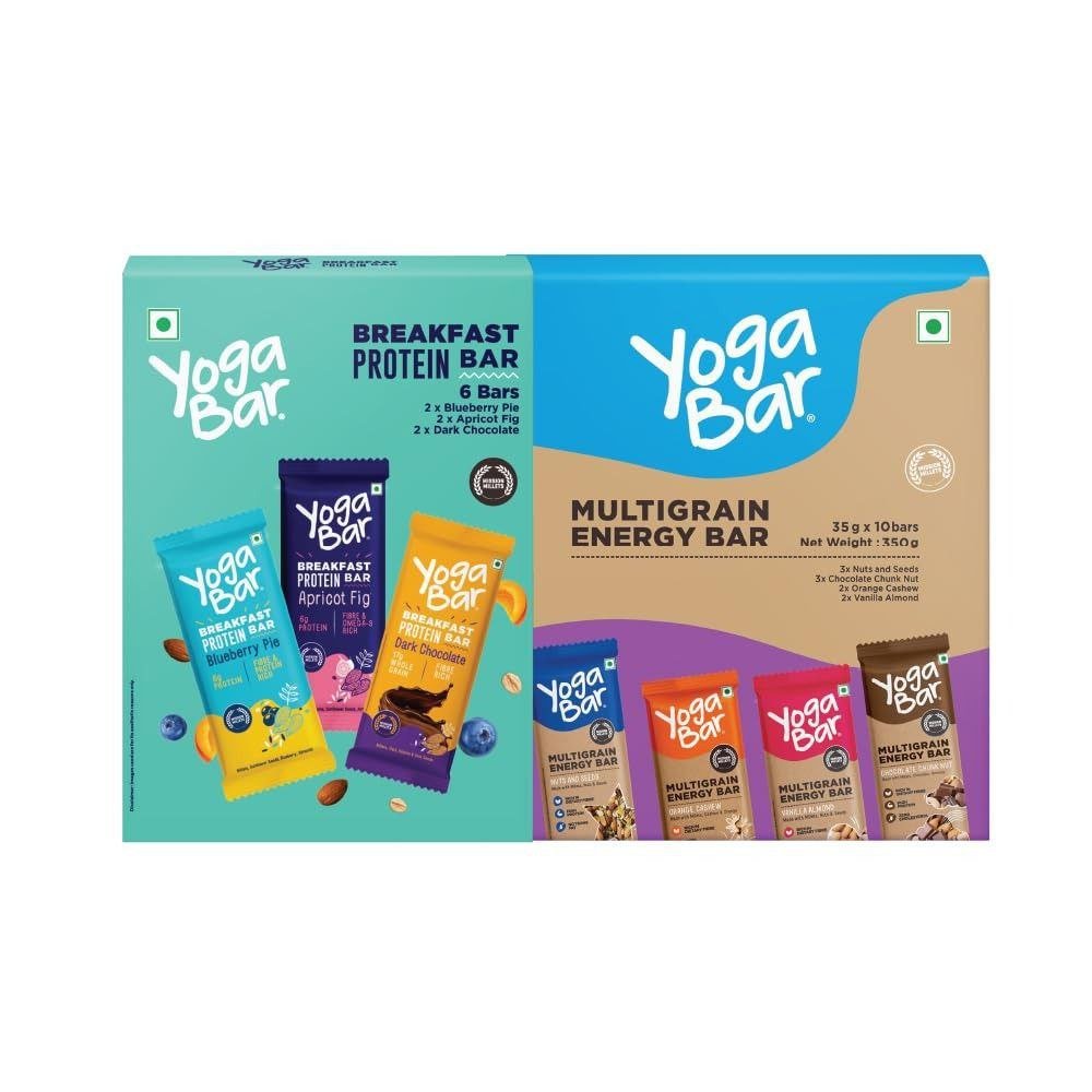🔥🔥Yogabar Protein Bar Combo, 16 Bars | Multigrain Ener