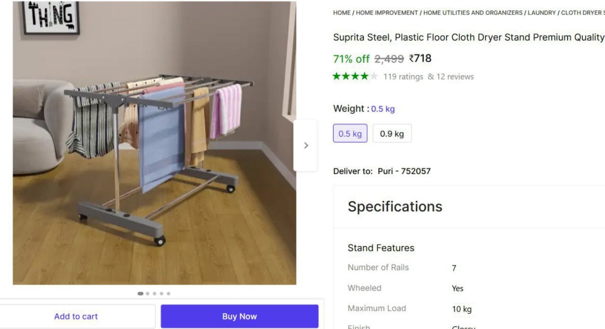 Premium Quality Cloth Drying Stand @ ₹718



More Details 