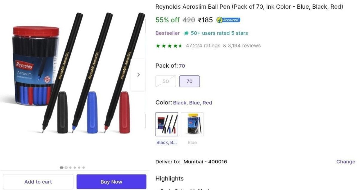 Reynolds Ball Pen (70pcs) at ₹185

 

More Details 👉 

