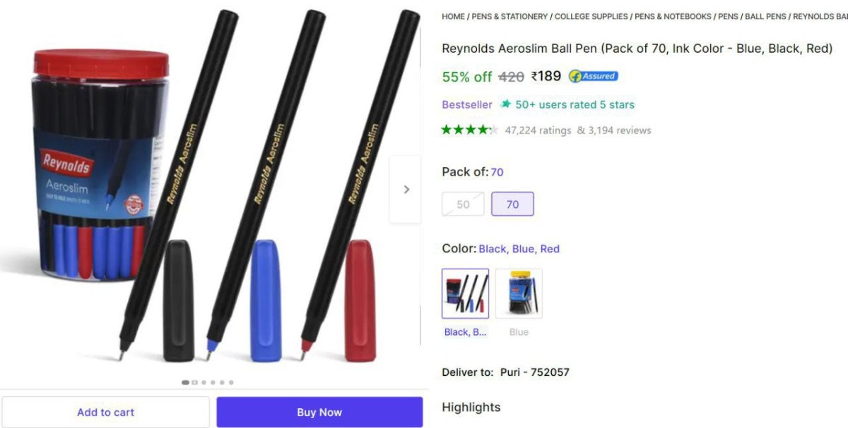 Reynolds Ball Pen (70pcs) at ₹189



More Details 👉 

�