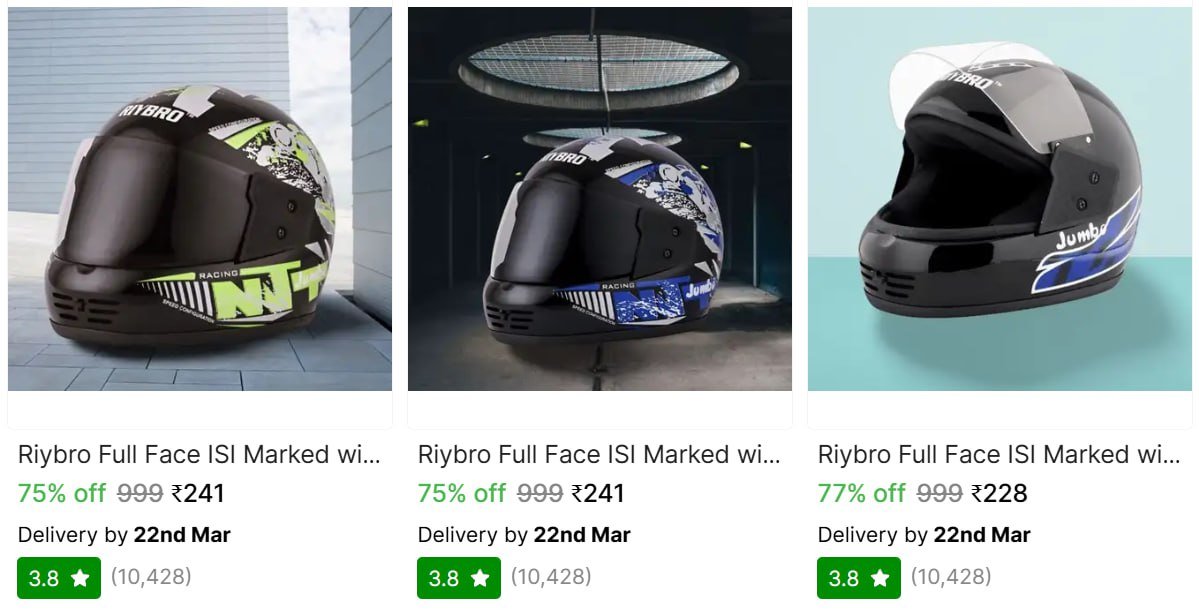 🔥  Riybro Full Face ISI Marked Helmet From ₹228

�