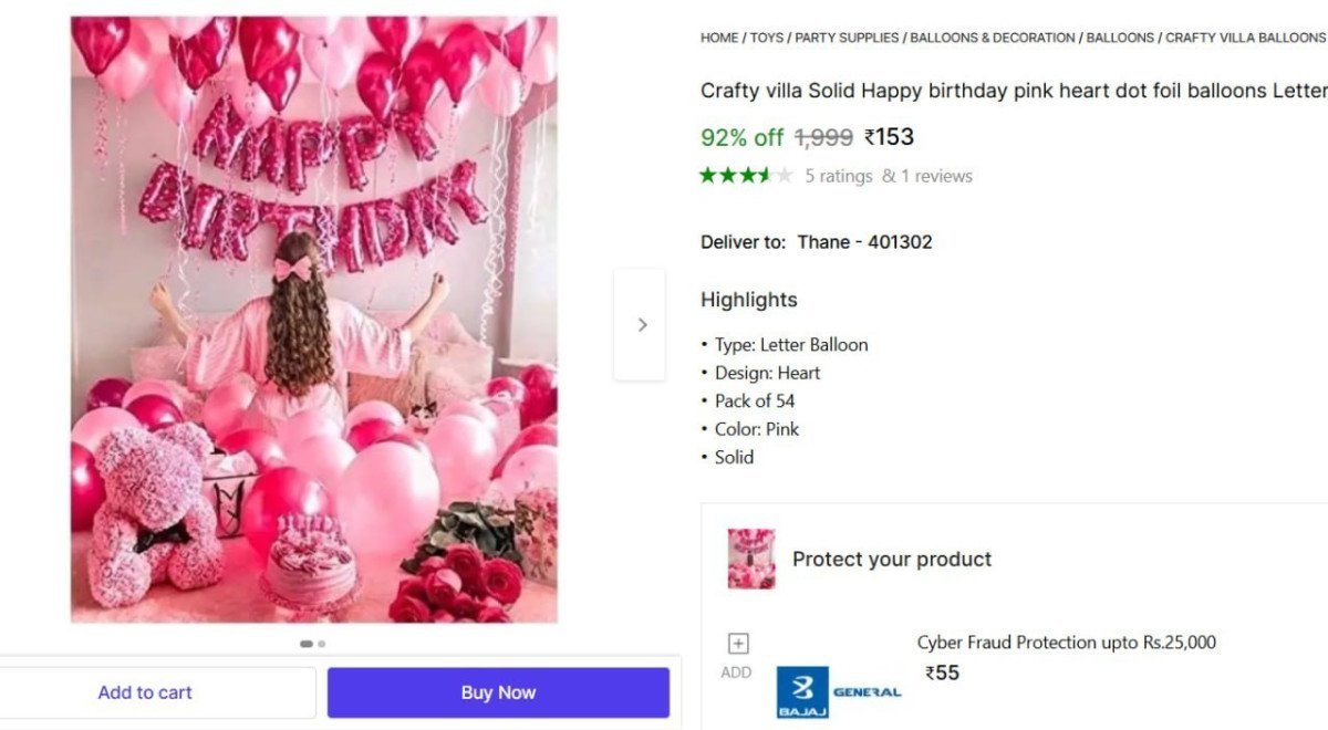 🔥  Birthday Balloon Kit (Pack of 54) @ ₹153

🔗 
