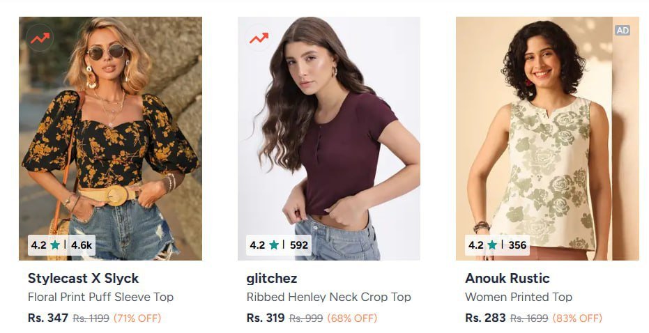 Myntra | Tops under 349- 

Dresses under 399- 

Shirts under