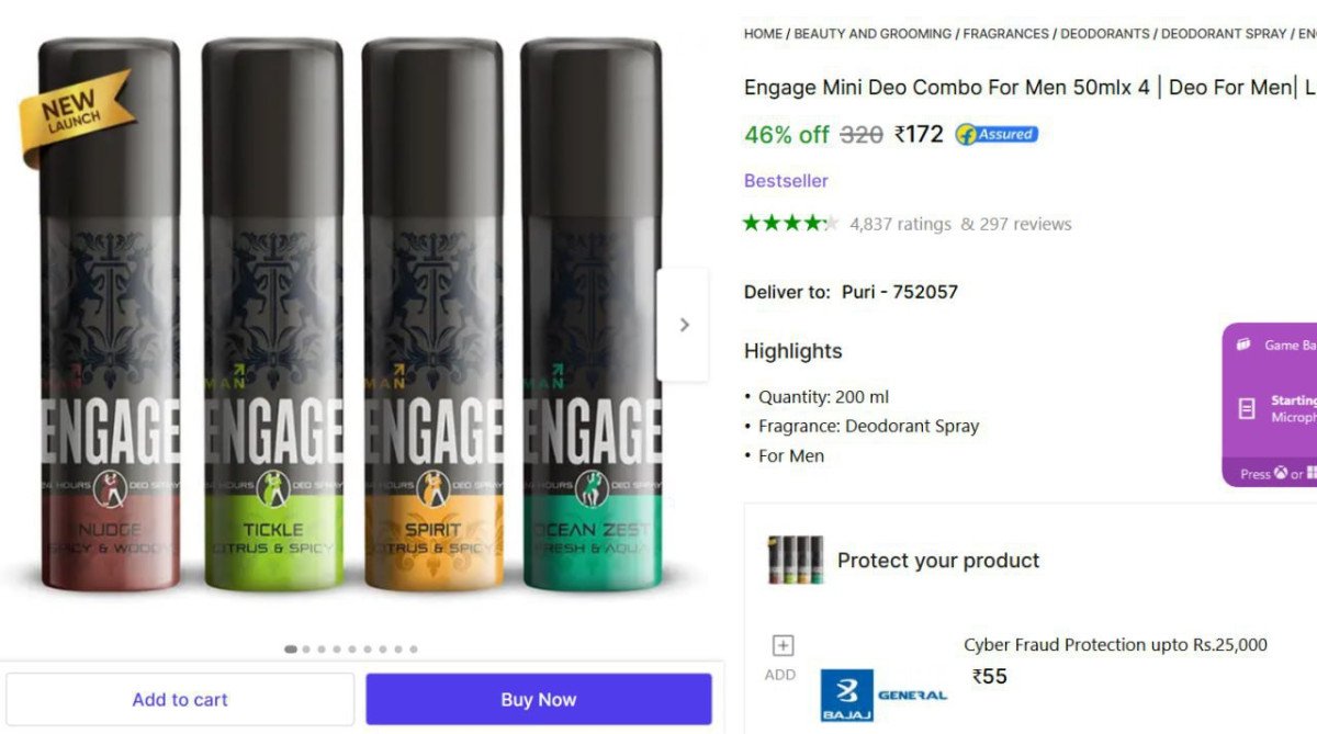 Engage Mini Deo Combo (50ml x 4) @ ₹172



More Details �