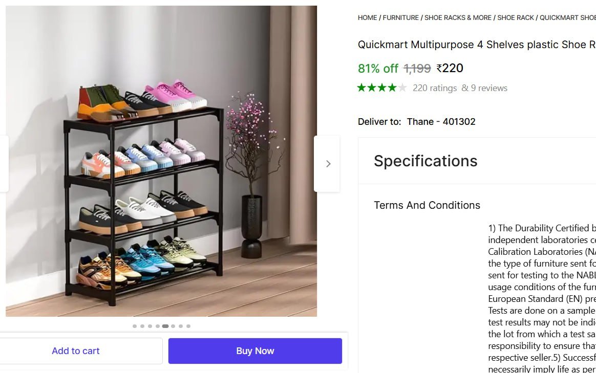 🔥  4 Shelves Shoes Rack at ₹220

🔗 

More Detail