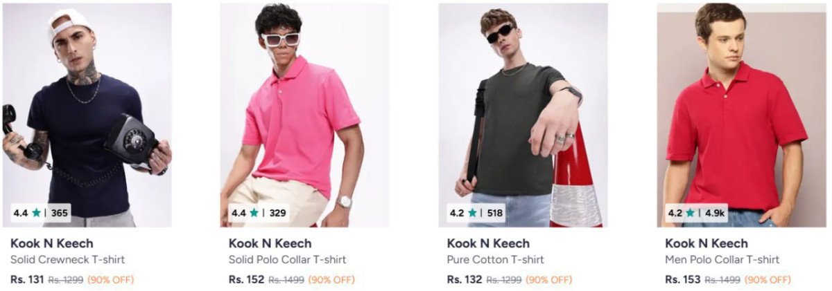 Myntra : Upto 90% Off On Kook N Keech Clothing.

Men's : 
Wo