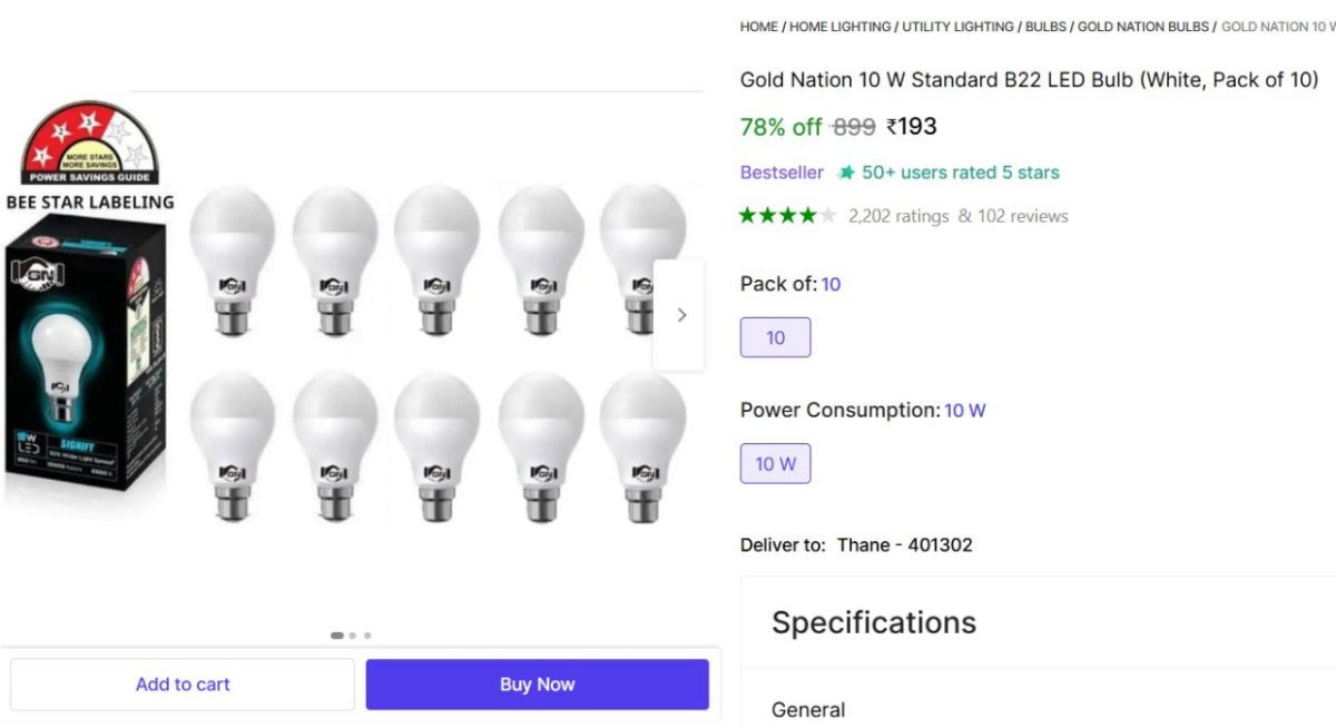 Gold Nation 10 W Standard B22 LED Bulb @ ₹193

 

More Det