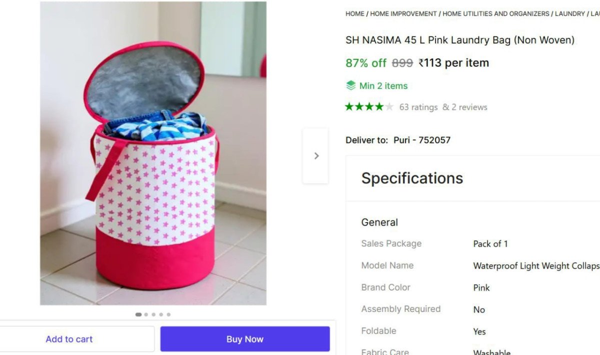 45 L Pink Laundry Bag @ ₹113



Min 2 Buy

More Details �