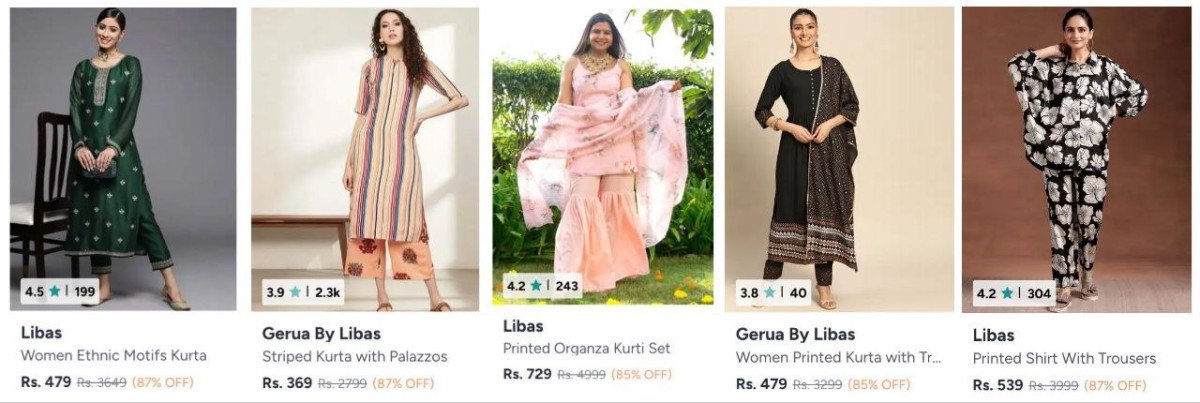Myntra Loot : Upto 87% Off On Libas Women Clothing.



Kurta