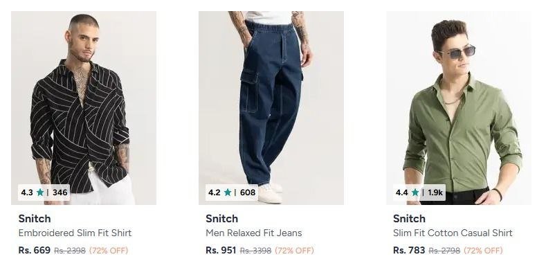 🔥🔥Upto 72% Off On Snitch Men's Clothing 

Buy Here : 

