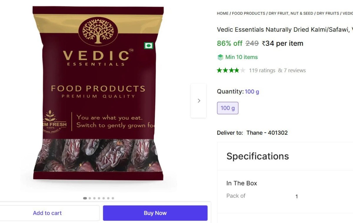 Naturally Dried Kalmi Dates, 100 gm @ ₹34

👉
💙 

Mor