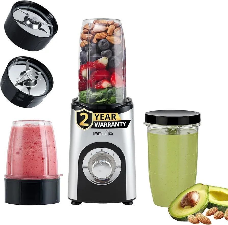 Ibell 600w Nutri Blender 24 000 Rpm High-speed Mixer Grinder Juicer With 3 Multipurpose Jars 3 Smart Modes Stainless Steel Blades (silver) 1843(with Cashback) – Best Price in India