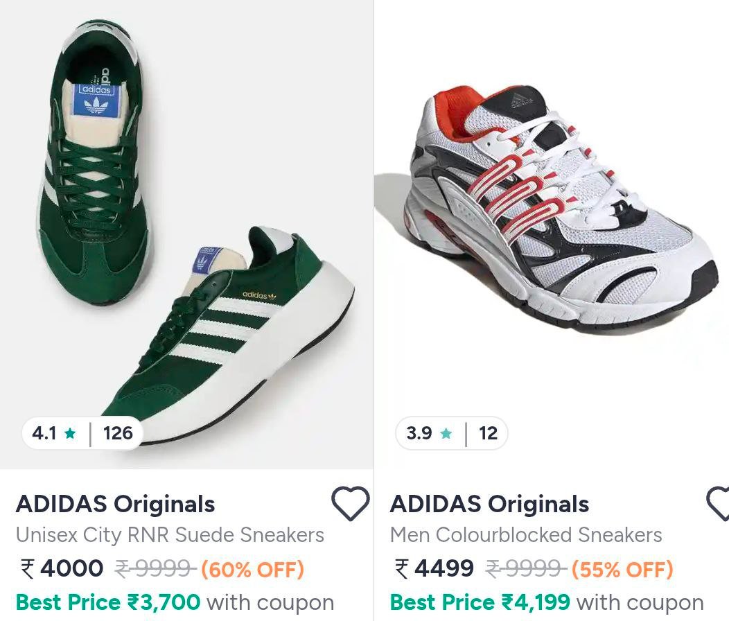 Myntra | Upto 60% Off : Adidas Originals Shoes

Men : 
Women
