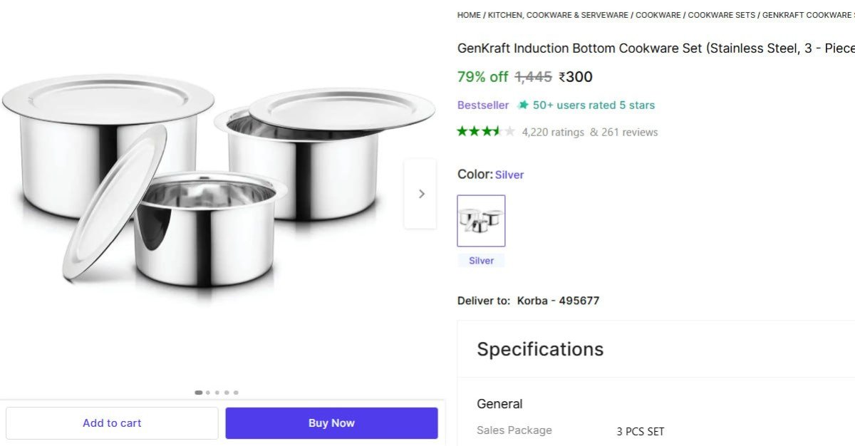 🔥  Set Of 3 Cookware Set @ ₹300

🔗 

Induction B
