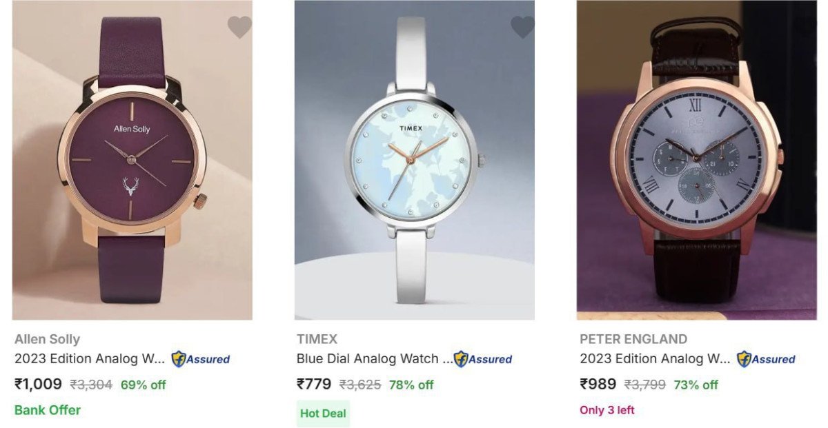Upto 78% Off On Allen Solly, Van Heusen & many more Watches.