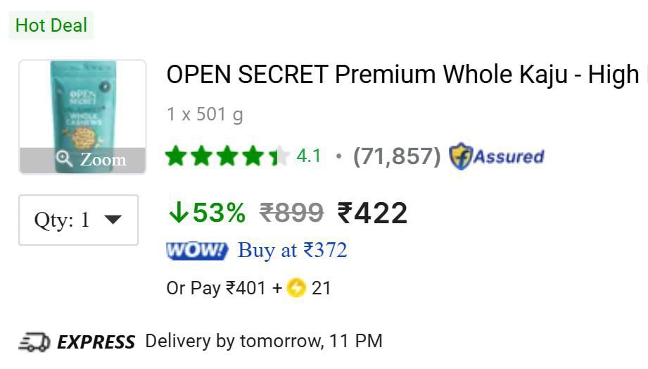 Kaju 500g @₹401 + 21 SC



More Details 👉 

📢 Join W