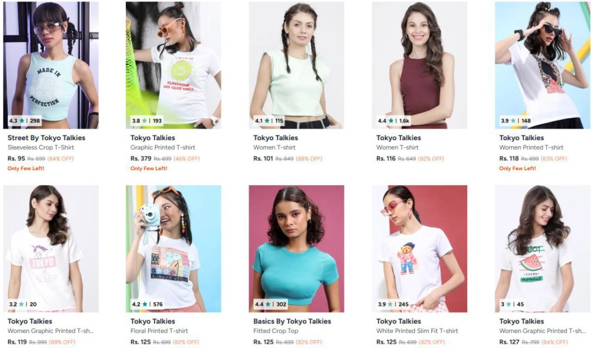 Myntra Loot : Upto 90% Off On Tokyo Talkies Women Clothing.
