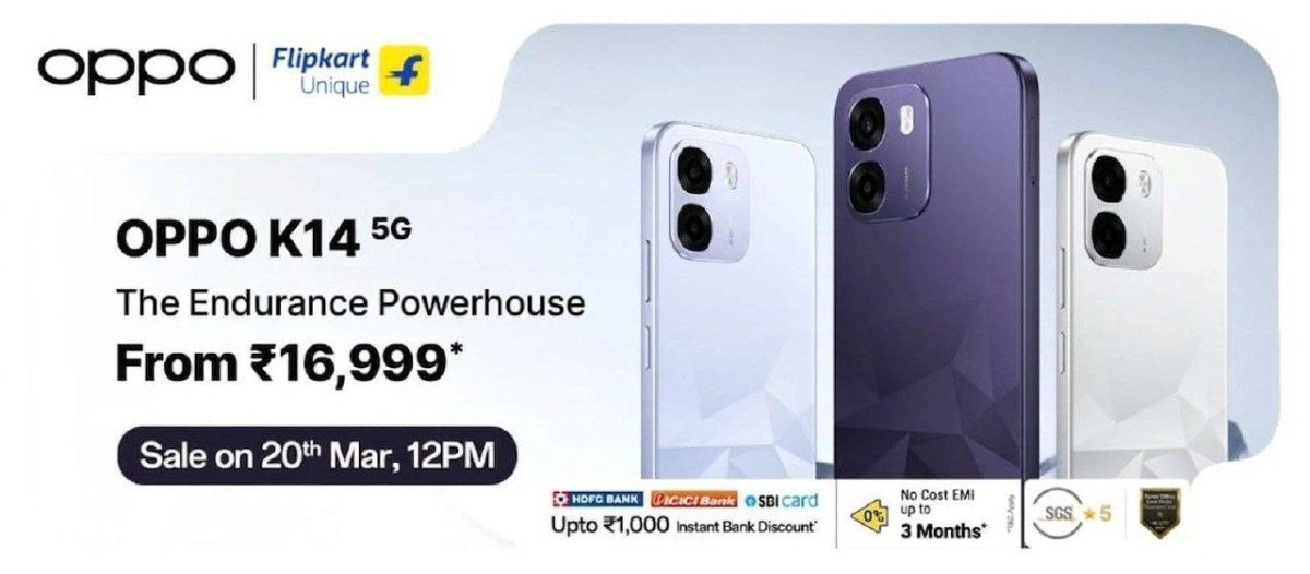 ✅ Upcoming : OPPO K14 starting @ ₹16,999*

Sale goes liv