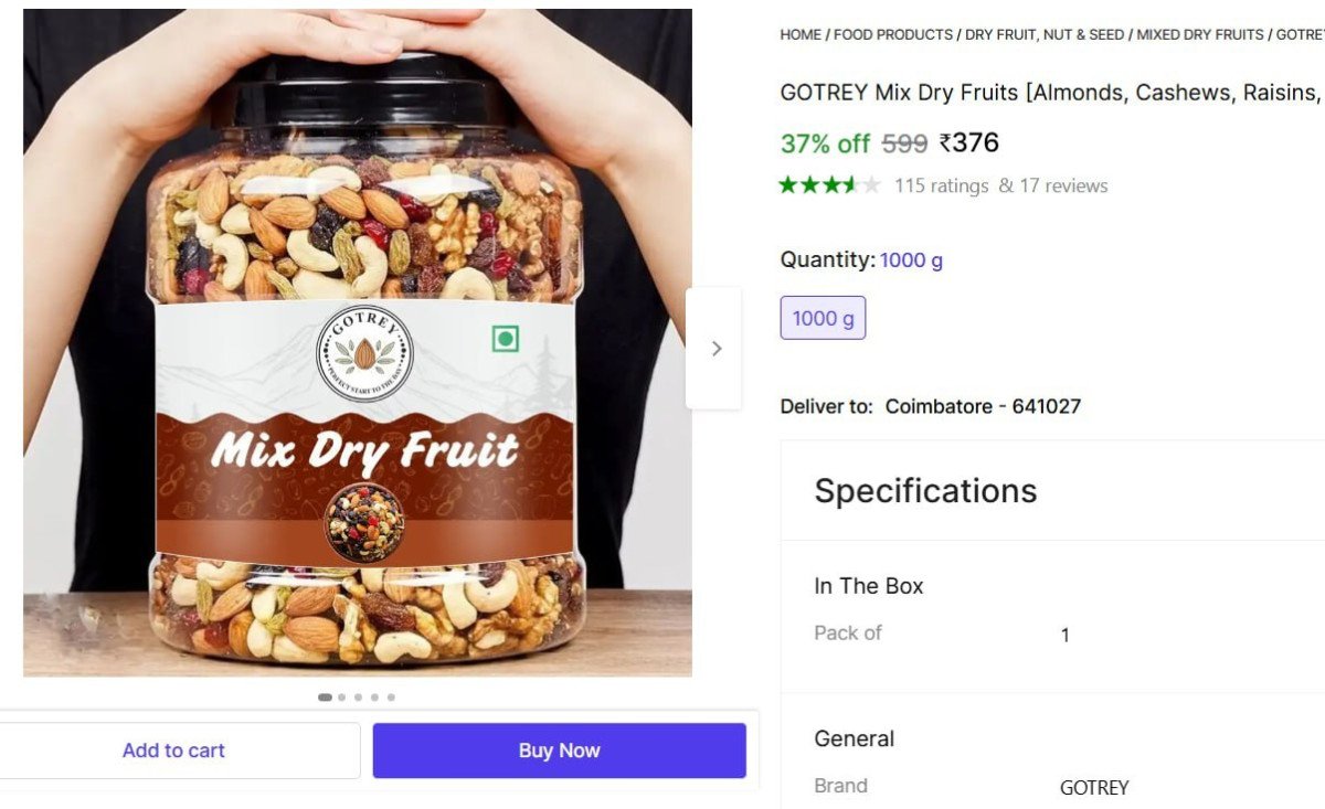 🔥  1 Kg Mix Dry Fruits @ ₹376.

🔗 

More Details