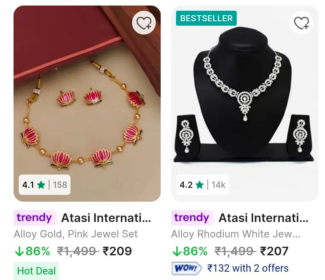 Flipkart | Upto 88% Off - Womens Jewellery 

 Starting Rs.20